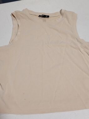Express Neutral Beige Tank Top with Black Trim